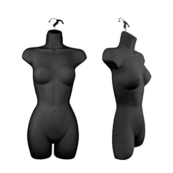 Only Hangers Women's Torso Female Plastic Hanging Mannequin Body Form Black - Pack of (1)