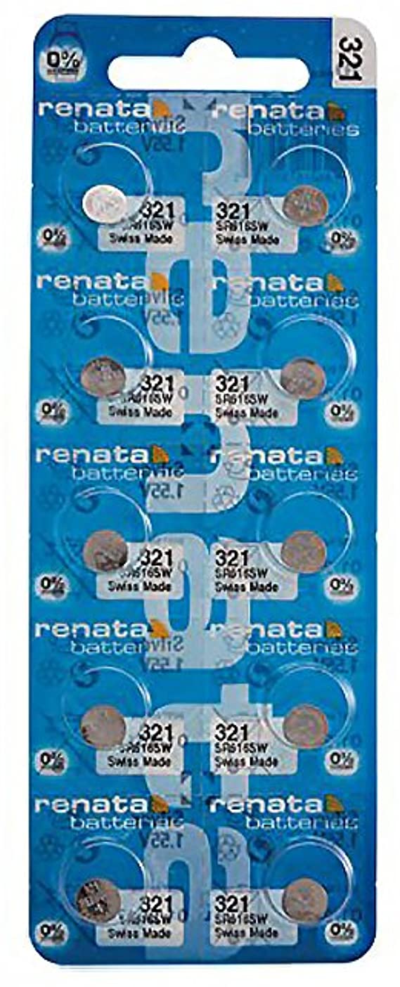 10 x Renata Swiss 321 Watch Batteries, 0% Mercury equivilate SR616SW