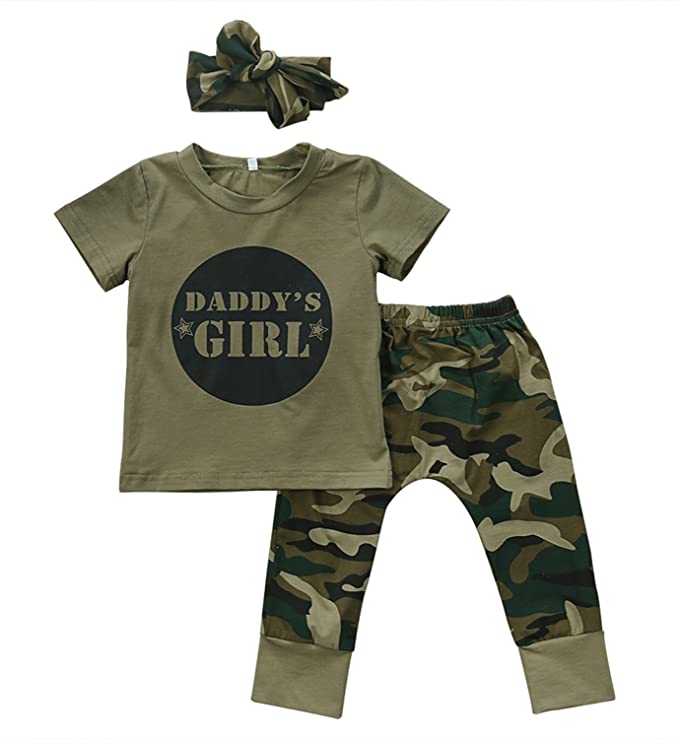 2 Styles Baby Boy Girl Camouflage Short Sleeve T-Shirt Tops Green Long Pants Outfit Casual Outfit