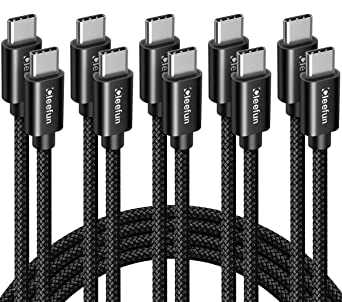 USB C to USB C Cable [5-Pack, 3/3/6/6/10 ft], CLEEFUN 60W PD Type C Fast Charging Cord Compatible with Samsung Galaxy S21/S21  Ultra S20/S20 , Note 20 10,A71 A72 A51 A52 5G, Pixel 5 4 4a 3a XL, Switch