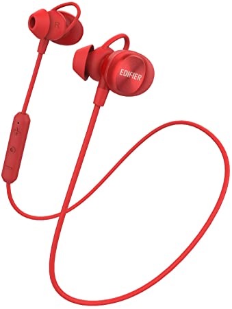 Edifier W285BT Wireless Sports Headphones - Bluetooth 4.2 IPX4 Sweat Splash Proof in-Ear Earphones with AAC Support - Red