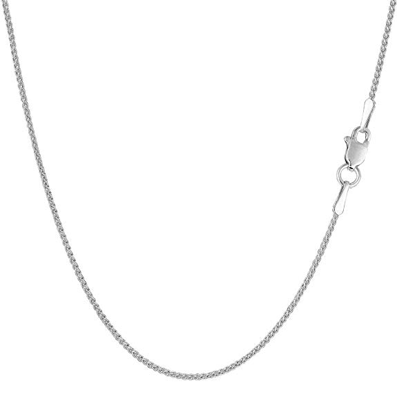 14K Yellow or White Gold 1.00mm Shiny Diamond-Cut Round Wheat Chain Necklace for Pendants and Charms with Lobster-Claw Clasp (16" 18" or 20 inch)