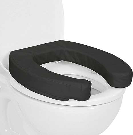 Vive Toilet Seat Cushion (Soft Cushioned Foam) - Easy Clean Soft Padded Bathroom Attachment - Elongated, Standard Seats - Comfort and Support Donut for Handicap, Adults (2" Cushioned Foam, Black)