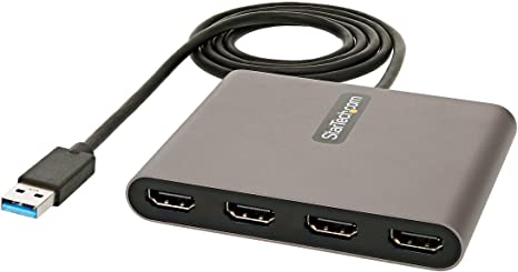 StarTech.com USB 3.0 to 4x HDMI Adapter - External Video & Graphics Card - USB Type-A to Quad HDMI Display Adapter Dongle - 1080p 60Hz - Multi Monitor USB A to HDMI Converter - Windows Only (USB32HD4)