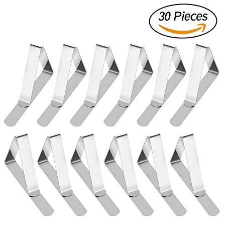 30 Packs Tablecloth Clips, Lifelf Flexible Stainless Steel Picnic Table Clips Table Cloth Cover Clamps Table Cloth Holders Ideal for Home, Parties, Picnics, Restaurant, Weddings, Buffets, Dinners