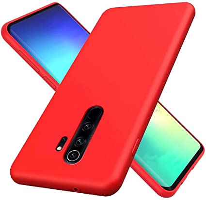 MUTOUREN Compatible with Xiaomi Redmi Note 8 Pro Case Liquid TPU Silicone Gel Rubber Cover Shock-Absorption Bumper Slim Anti-Scratch Protective Shell, Red