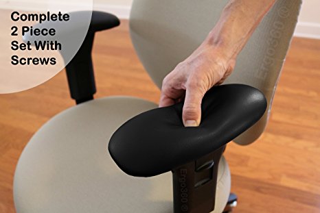 Chair Armrests Memory Foam Pads With Soft Touch Breathable Vinyl Upholstery Attachment Screws Included Compatible with Most Office Chairs Simple Install Ultimate Arm Elbow Support Complete PAIR
