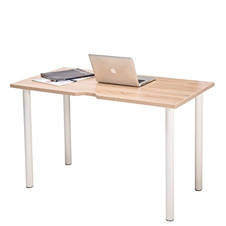 TOPSKY Home Office Computer Desk 47" Workstation with Caster/Foot Wire management hole 0.98inch Thickness Board(OAK)