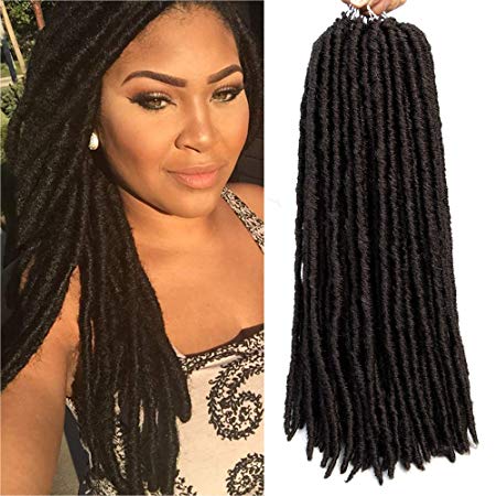 18 inch 6 Packs Straight Faux Locs Crochet Hair 18 Roots Goddess Locs Crochet Synthetic Hair Extensions Kanekalon Braiding Hair (18" (6-Packs), 4)