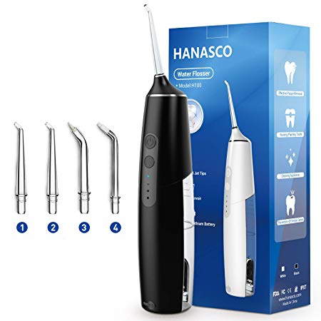 Cordless Water Flosser Teeth Cleaner,Rechargeable Portable Dental Oral Irrigator for Travel and Home, IPX7 Waterproof, 3 Adjustable Pressure Settings with 4 Jet Tips