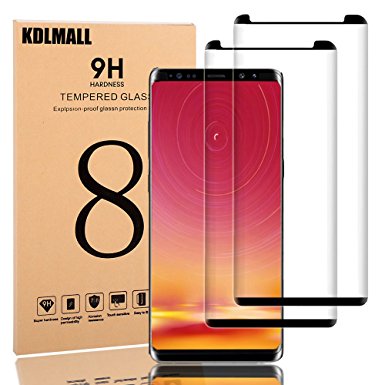 Galaxy Note 8 Screen Protector, Full Coverage Scratch Proof 3D Curved Edge Screen Protector, HD Clear Tempered Glass Film Screen Protector For Samsung Galaxy Note 8 [2-Pack] (Note 8 Black)