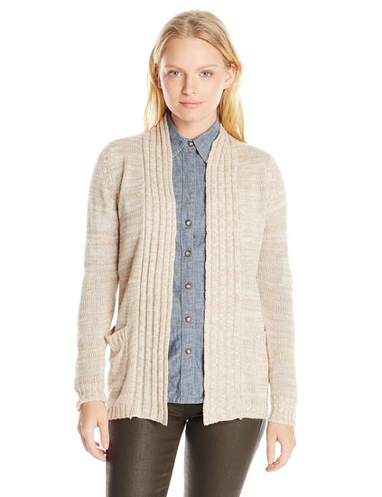 Jason Maxwell Women's Petite Marled High/Low Cardigan Sweater with Pockets