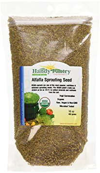 Certified Organic Alfalfa Sprout Seed -1 Lb - Handy Pantry Brand Seeds For: Salad Sprouts & Sprouting - Can Be Grown in Any Sprouter