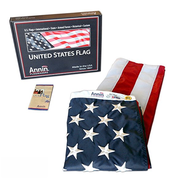 American Flag 2.5x4 ft. Nylon SolarGuard Nyl-Glo by Annin Flagmakers, 100% Made in USA with Sewn Stripes, Embroidered Stars and Brass Grommets.  Model 2440