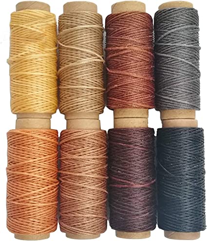 264 Yards 150D Leather Sewing Waxed Thread Cord for Leather Craft DIY, 1mm Diameter,8 Colors Thread Cord,Each of 33 Yards