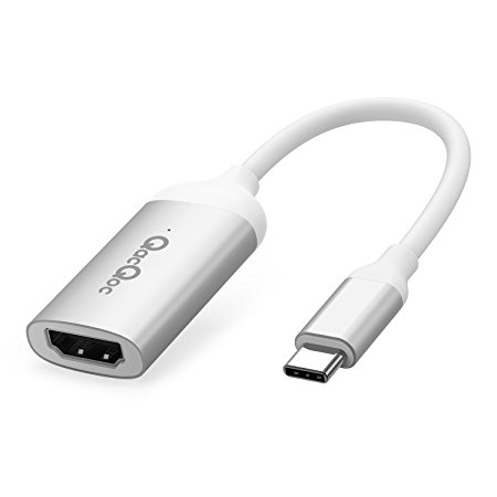 USB C to HDMI Adapter (4K@60Hz), QacQoc USB-C Male to 4K HDMI Female Adapter, Supports 4K/60Hz, for the New Macbook/Chromebook Pixel/Samsung Galaxy Note 8 / S8 / S8 Plus and More (Silver)