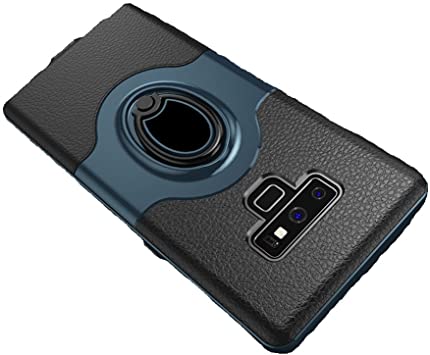 LU2000 Galaxy Note 9 Case, Note9 Shockproof Kickstand Case [Ring Bracket] Fit Magnetic Car Mount Dual Layer Bumper Anti-Scratch Back Matt Cover for Samsung Galaxy Note 9 - Dark Blue