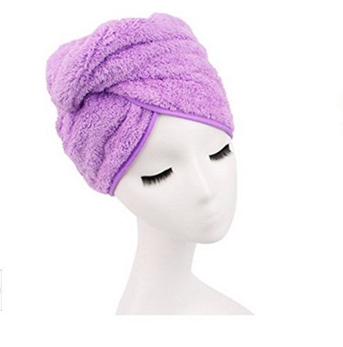 Shintop Microfiber Super Absorbent Dry Hair Cap Shower Hat for Bath Spa (Purple)