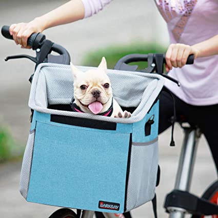 Pet Carrier Bicycle Basket Bag Pet Carrier/Booster Backpack for Dogs and Cats with Big Side Pockets,Comfy & Padded Shoulder Strap,Travel with Your Pet Safety（Blue）