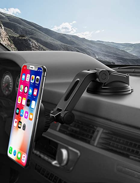 IPOW Car Phone Mount Holder Magnetic Phone Holder Mount Hands Free Cell Phone Holder for Car Dashboard Windshield Phone Holder Strong Magnet Maximum Angle One Holder Fits All Phones No View Blocking