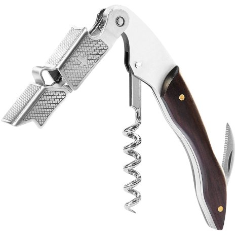 Corkscrew Set, X-Chef Stainless Steel Foldout Corkscrew with Blade Double-hinged Wing Corkscrew and Foil Cutter