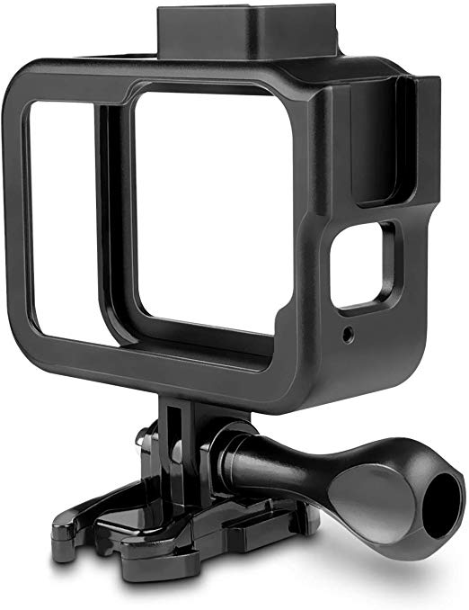 Kupton Aluminum Alloy Frame Mount for GoPro Hero 8, Housing Protective Shell Case Mount Accessories for GoPro Hero 8 with Quick Pull Movable Socket and Screw (Black)