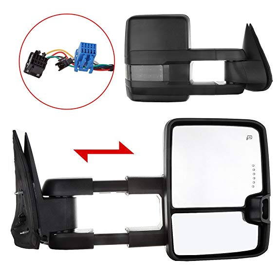 Towing Mirrors Exterior Accessories Mirrors for Chevy GMC 2003-2006 Silverado/Sierra (07 Classic models) Pair Rear View Mirrors with Turn Signal Backup Light Power Control Heated Manual Telescoping