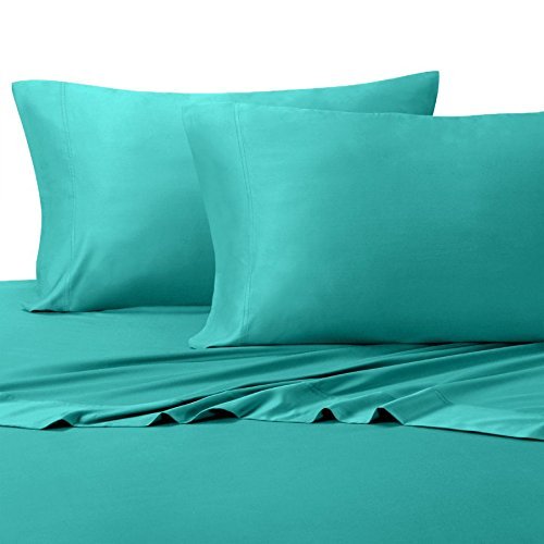 Abripedic Silky Soft Bamboo Sheets, 600 Thread Count, 100% Viscose from Bamboo Sheet Set, Split Top King : Adjustable Top Split King, Aqua