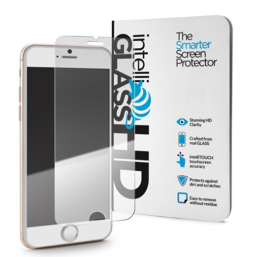 iPhone 7 intelliGLASS HD The Smarter Apple Glass Screen Protector by intelliARMOR To Guard Against Scratches and Drops. HD Clear With Max Touchscreen Accuracy.