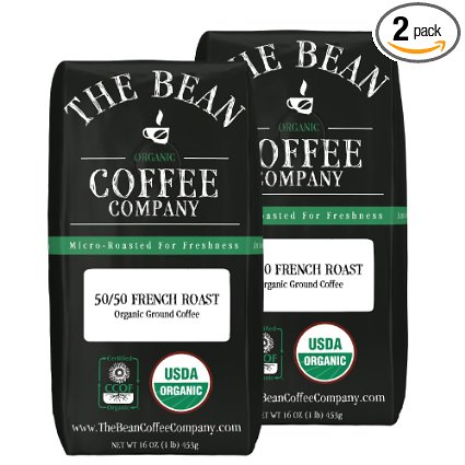 The Bean Coffee Company 50/50 French Roast, Ground, 16-Ounce Bags (Pack of 2)