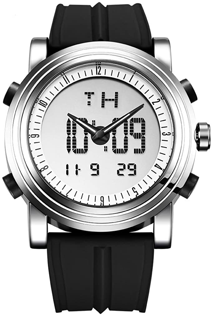 SINOBI Digital Watch for Men Sports Watch with Alarm Stopwatch Men's Watches (White case&Black Band)