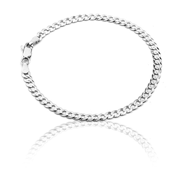 10k Fine gold Curb Cuban Chain Bracelet and Anklet, 0.16 Inch (4mm)