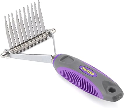 Hertzko Pet Undercoat Dematting Comb for Dogs Cats - Undercoat Rake Grooming Brush with Safety Edges - Deshedding Tool Great for Cutting and Removing Dead, Matted or Knotted Hair, Shedding Combs