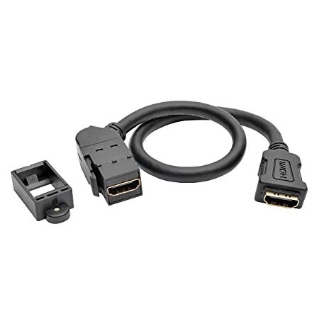 Tripp Lite High-Speed HDMI with Ethernet All-in-One Keystone/Panel Mount Coupler Cable (F/F), Angled Connector, 1 ft. (P164-001-KPA-BK)