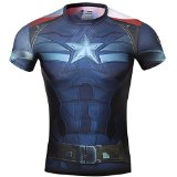 Red Plume Mens Compression Sports Fitness Shirt Armor Captain America T-shirt