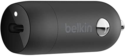 Belkin USB-C Fast Car Charger 20W-Black (iPhone Fast Charger Compatible with iPhone 12 Pro Max/12/12 Pro/ 12 Mini, Samsung Galaxy S20, S20 , S20 Ultra, Note20, Google Pixel and More) (CCA003bt)