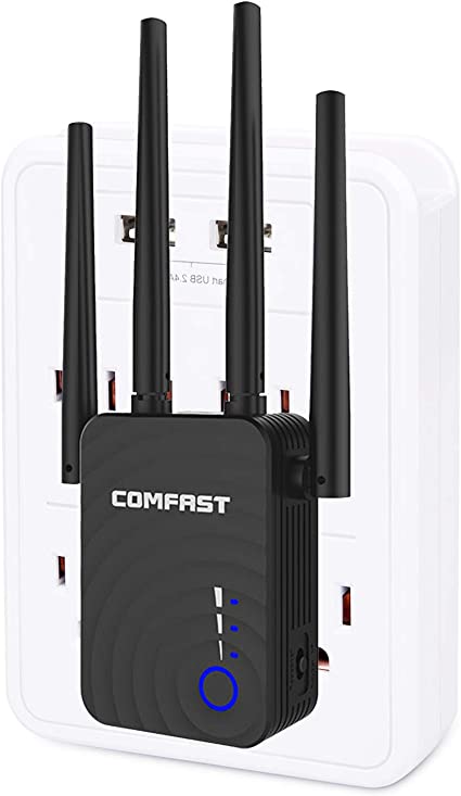 WiFi Range Extender 1200Mbps Booster Repeater (2500FT) for The Hourse, 2.4 & 5GHz Dual Band WPS Wireless Signal Strong Penetrability, Wide Range of Signals, Enjoy Gaming