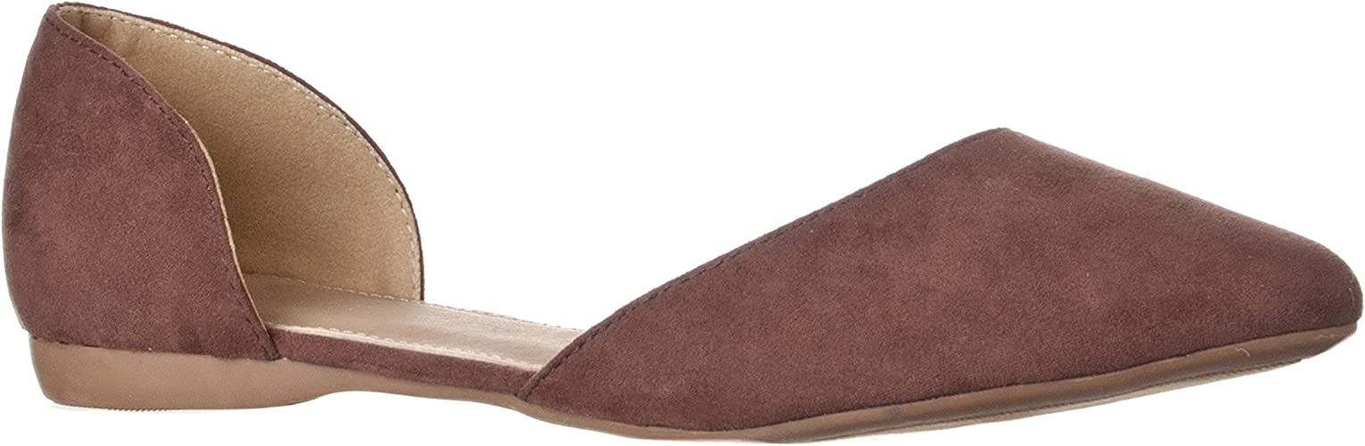 Riverberry Women's Riley Pointed Toe, D'Orsay Open Side Flat Shoe