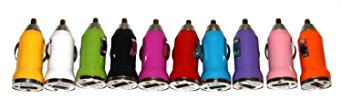 10 x COLOR Universal USB CAR Charger Adapter for Apple iPHONE 5 4 4S 3GS iPOD iPad mini Touch Nano Samsung Galaxy S2 S3 i9100 i9300 Note II N7100 Note N7000 i9220 etc