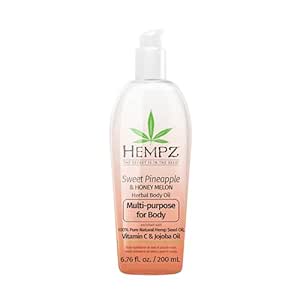 HEMPZ Sweet Pineapple & Honey Melon Herbal Hydrating Multi-Purpose Body Oil for Body - Moisturizing Bath, Shower, or Shaving Oil for Dry or Sensitive Skin for Women & Men, 6.76 Oz