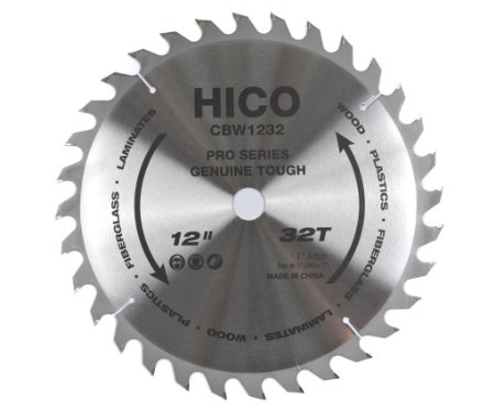 HICO CBW1232 12-Inch 32-Tooth ATB Thin Kerf General Purpose Saw Blade with 1-Inch Arbor and PermaShield Coating