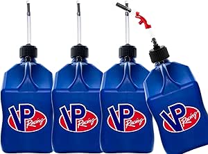 VP Racing Utility Container 5.5 Gallon - 4 Pack With 4 Deluxe Hoses and a Get Bent Hose Bender (Blue, 4 Pack)