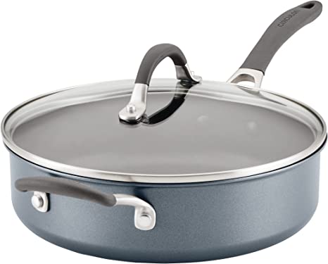 Circulon A1 Series with ScratchDefense Technology Nonstick Induction Sauté Pan with Helper Handle and Lid, 5 Quart, Graphite