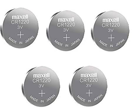 Maxell 3V Lithium Button Coin Cell Battery (CR 1220) - 5 Pieces