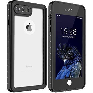 iPhone 7 Plus / 8 Plus Waterproof Case, Garcoo Full Sealed Protective Cover IP68 Certified Water Proof Case for Outdoor Sports Shockproof, Snowproof, Dirtproof [5.5 inch] (Black)