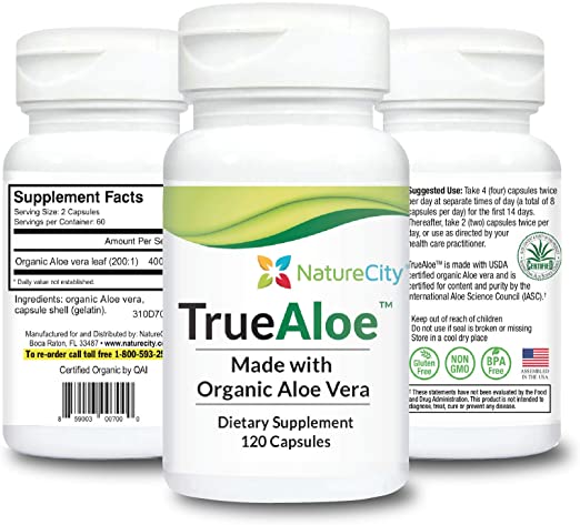 True-Aloe 40,000mg Gel Equivalent Per Capsule – Made with Organic Aloe Vera (3)