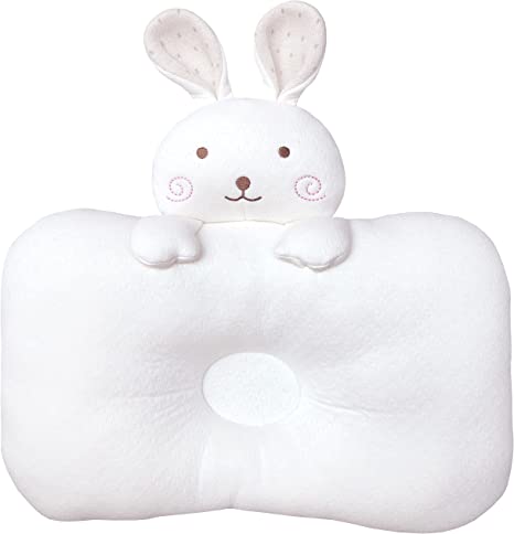 Baby Pillow for Newborn, Breathable 3D Air Mesh Organic Cotton, Protection for Flat Head Syndrome (12.5 X 14 Peekaboo Bunny)
