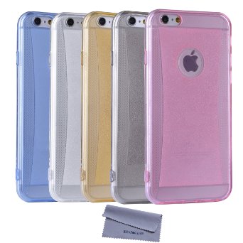 iPhone 6 Case iPhone 6s Case Wisdompro 5 Pack Glitter Jelly Soft TPU GEL Protective SKin Case Cover Slim Fit08mmPink Grey Golden Blue Clear for Apple 47 iPhone 6s  iPhone 6
