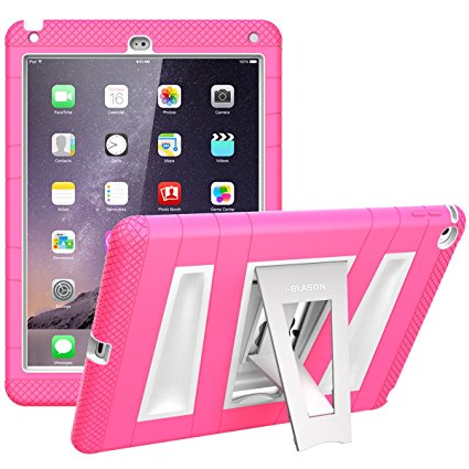 iPad Air 2 Case, i-Blason Apple iPad Air 2 Case ArmorBox [Dual Layer] Convertible [Heavy Duty] Full-Body Protection KickStand Case with Built-in Screen Protector for Kids Friendly 2014 Release (iPad Air 2, Pink/White)