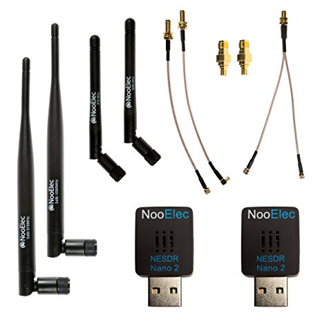 NooElec Dual-Band NESDR Nano 2 ADS-B (978MHz UAT & 1090MHz 1090ES) Bundle For Stratux, Avare, Foreflight, FlightAware & Other ADS-B Applications. Includes 2 SDRs, 4 Antennas, 5 Adapters.